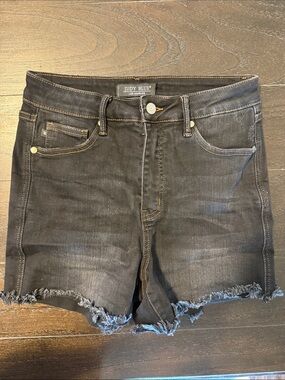 Judy Blue Dark Gray Frayed Hem Denim Shorts